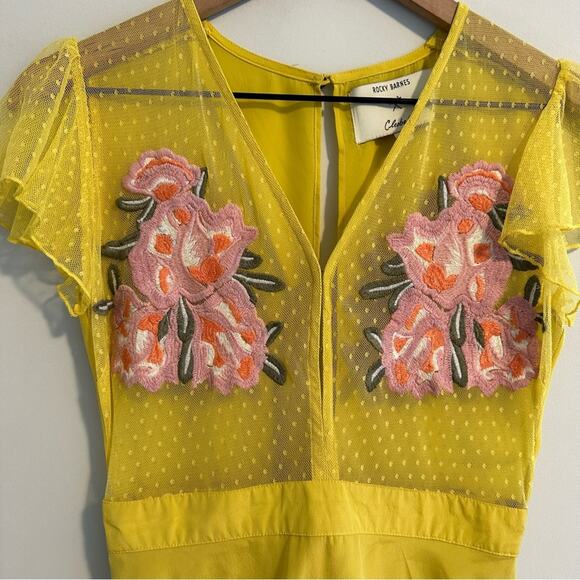 Cleobella x Rocky Barnes Yellow Floral Mini Dress XS - Picture 11 of 12